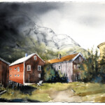 Medium: Watercolor on Arches 300g paper
Dimensions: 76 x 56 cm (Unframed)
Original artwork by Stig-Ove Sivertsen, 2025.
For purchase contact post@gallerisos.no Watercolor painting of a lone white bench in a historic urban setting, old town atmosphere